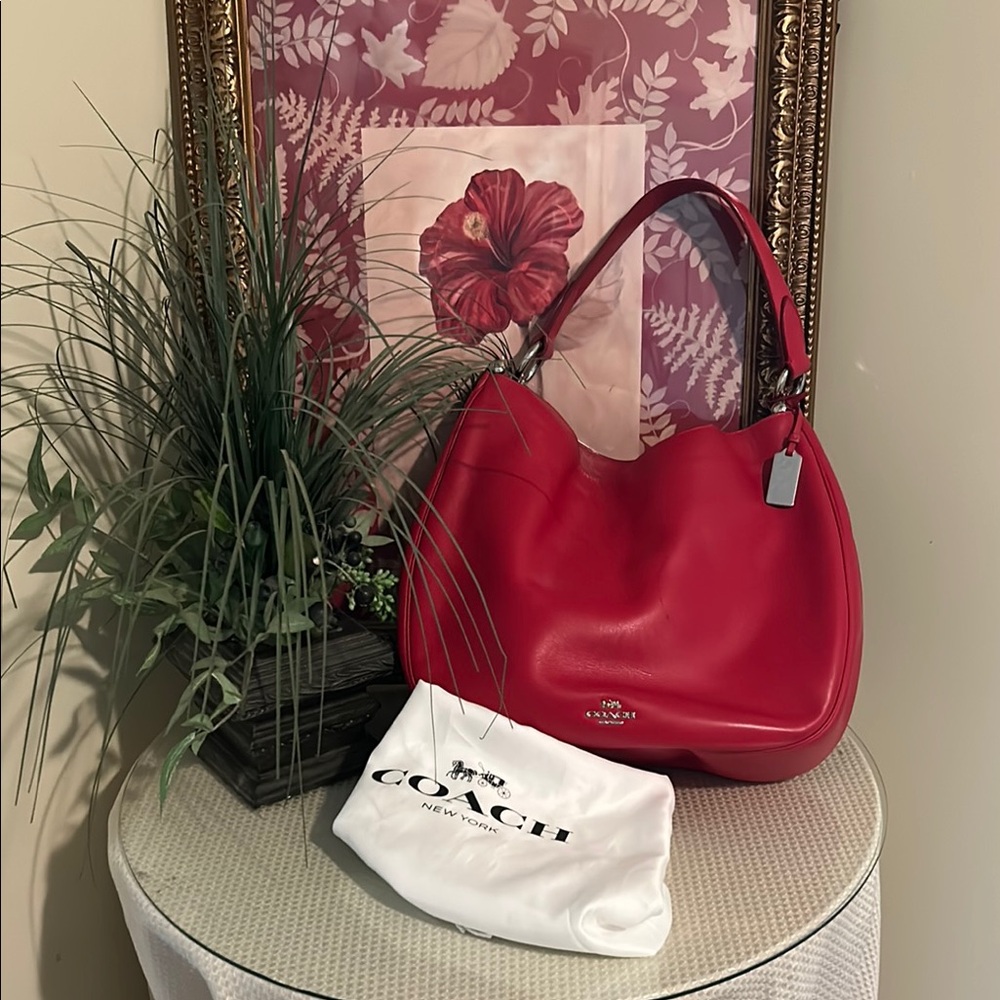 Coach Red Leather Hobo Bag